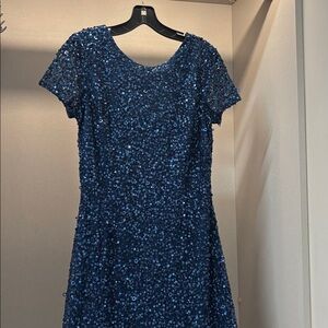 Adrianna Papell Navy Sequin Maxi Dress